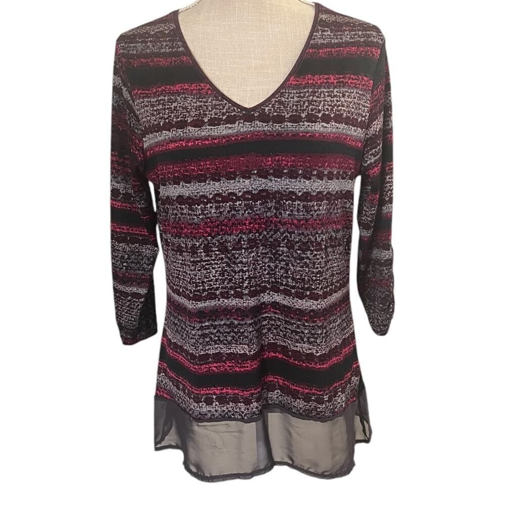 1 Piece, Medium Layered Look Top w/ 3/4 Sleeves, Scoop V Neck, New Directions